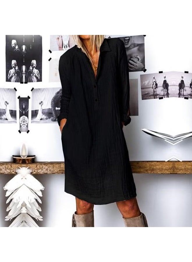 Black Button-Down Dress